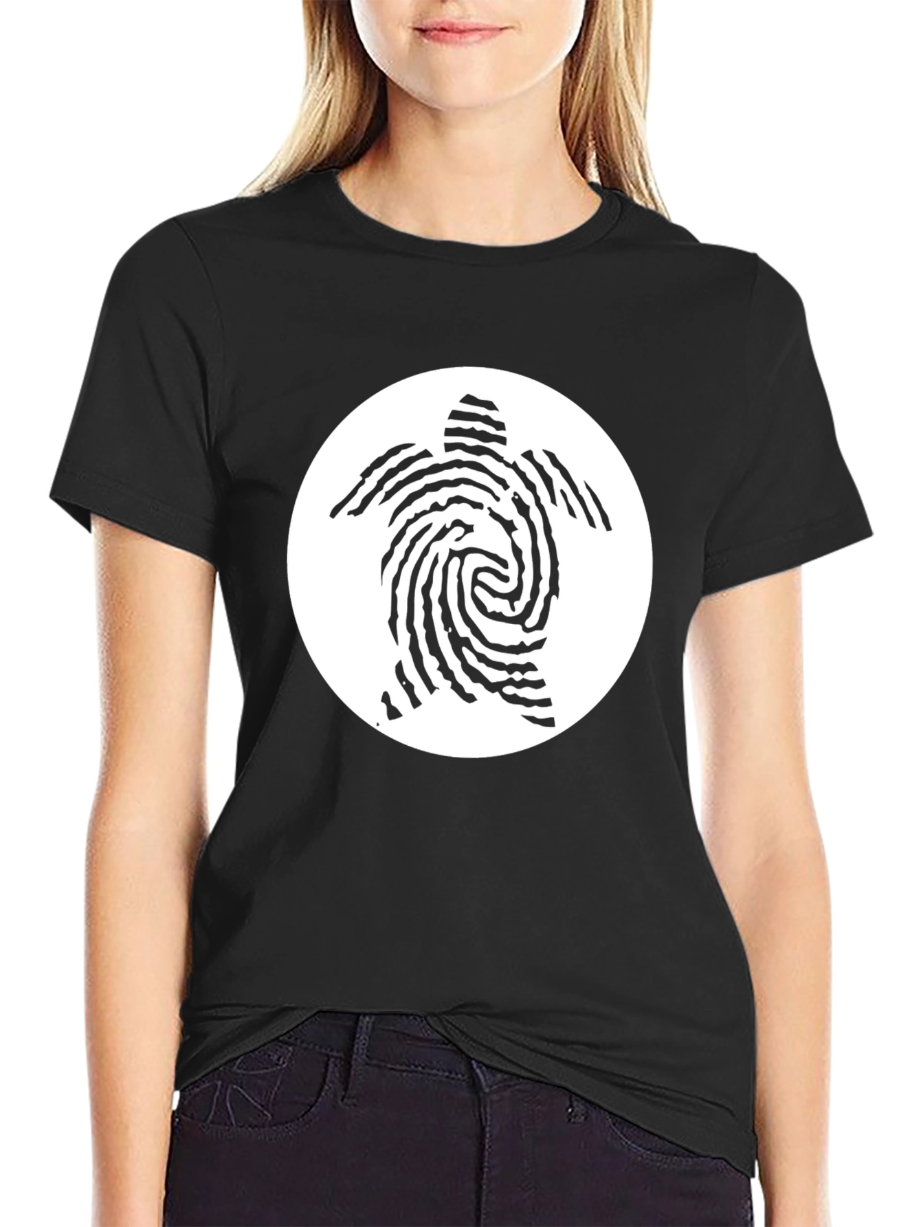 Turtle Fingerprint Graphic Tee - Black