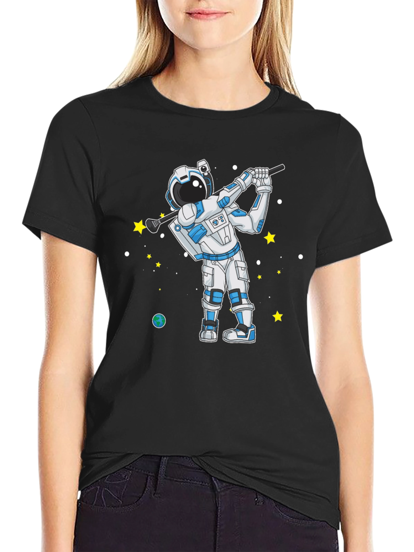 Astronaut Golfing T-Shirt - Space Golfer Tee