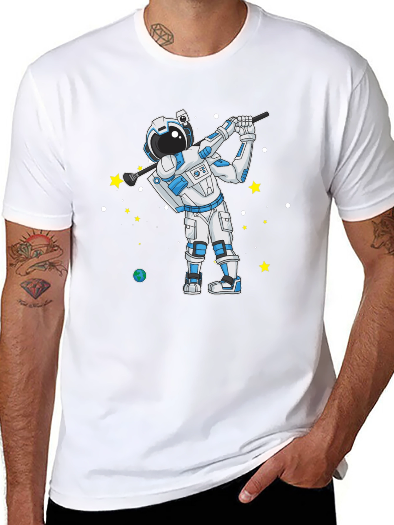 Astronaut Golfing T-Shirt - Space Golfer Tee