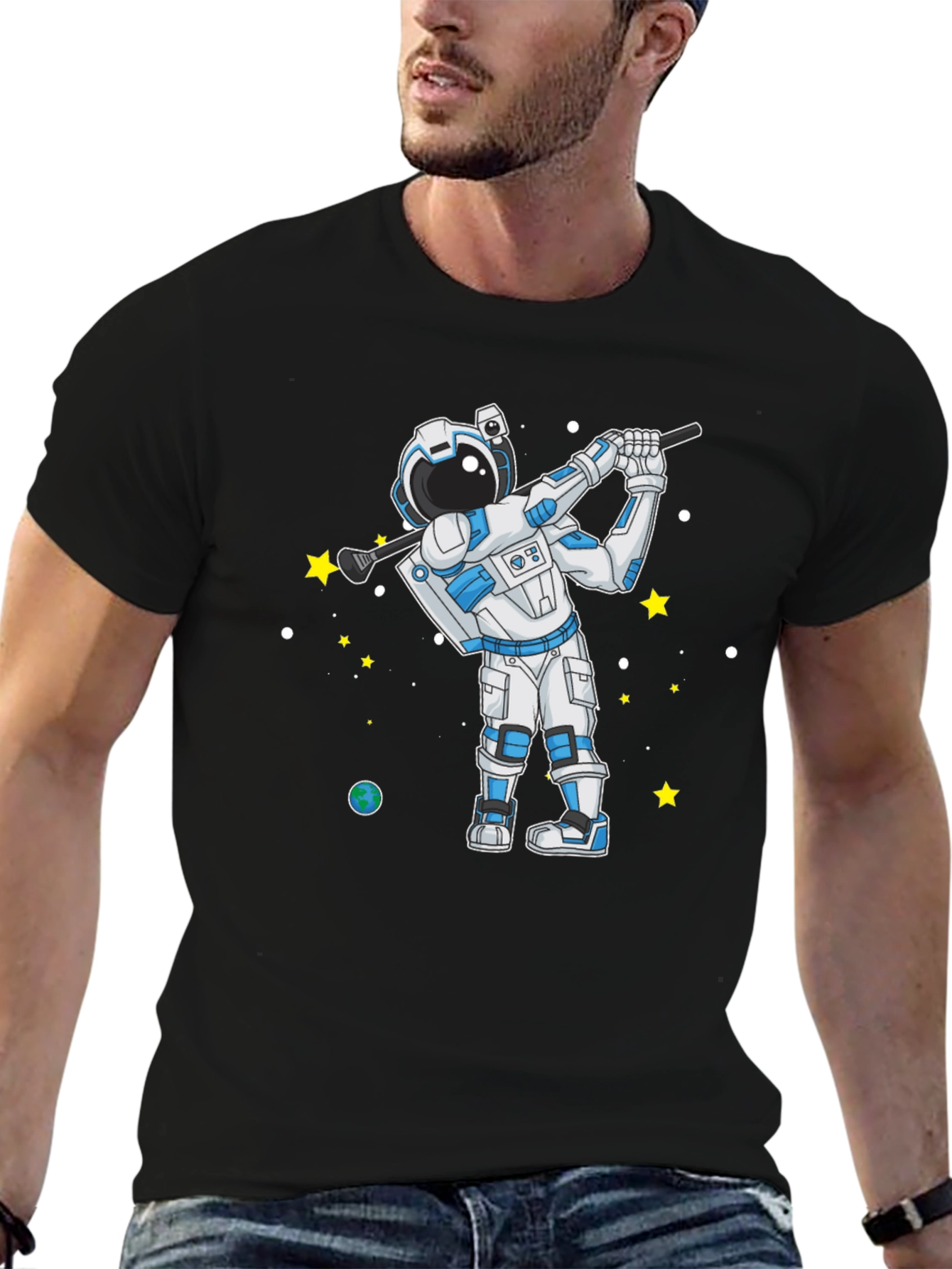 Astronaut Golfing T-Shirt - Space Golfer Tee
