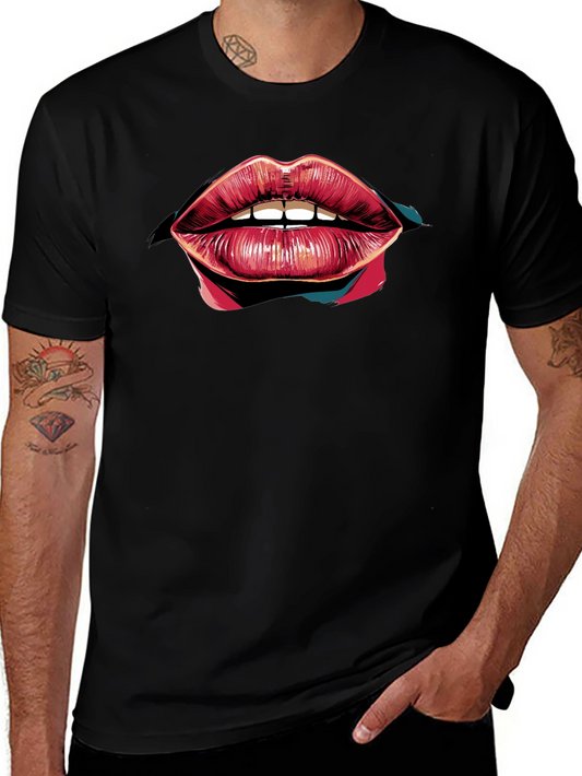 Bold Lips Graphic Black T-Shirt