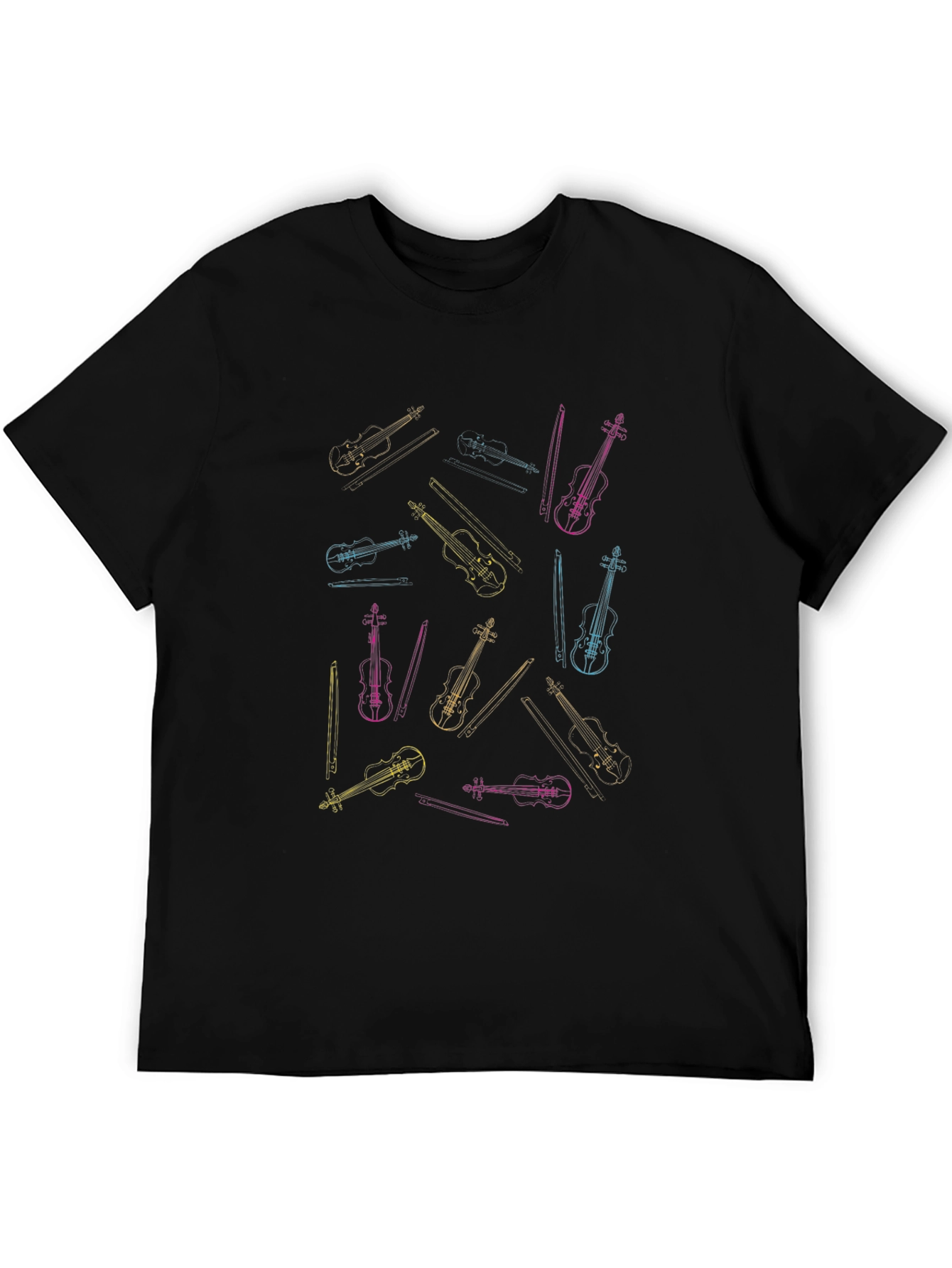 Violin Pattern Black T-Shirt - Music Lovers Tee