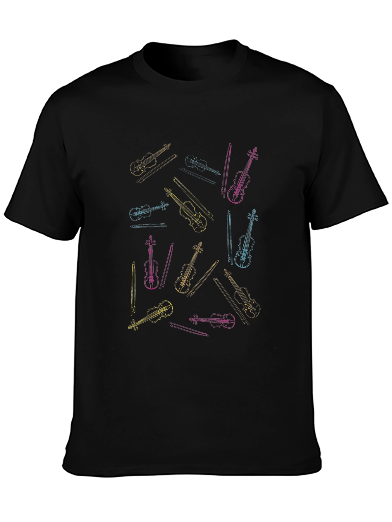 Violin Pattern Black T-Shirt - Music Lovers Tee