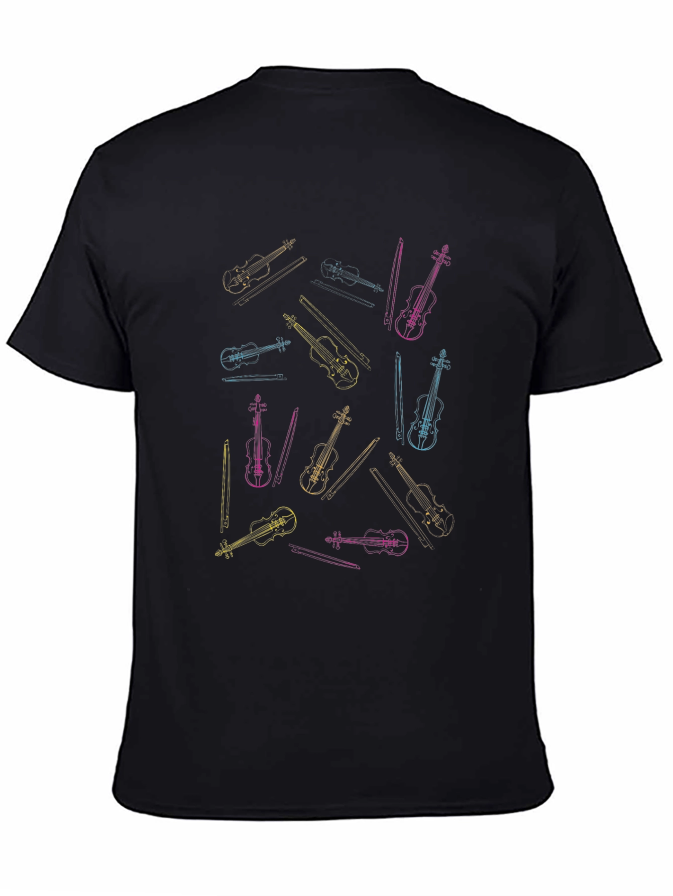 Violin Pattern Black T-Shirt - Music Lovers Tee