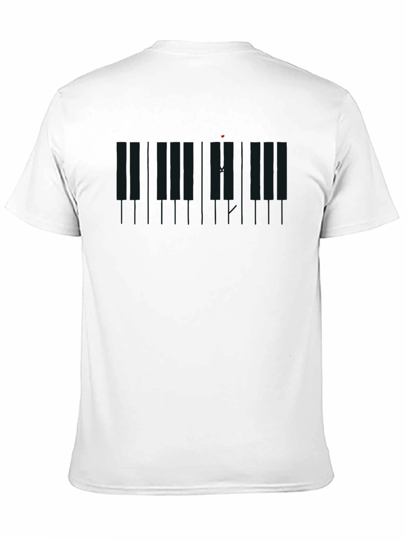 Piano Keys Heartbeat Black T-Shirt
