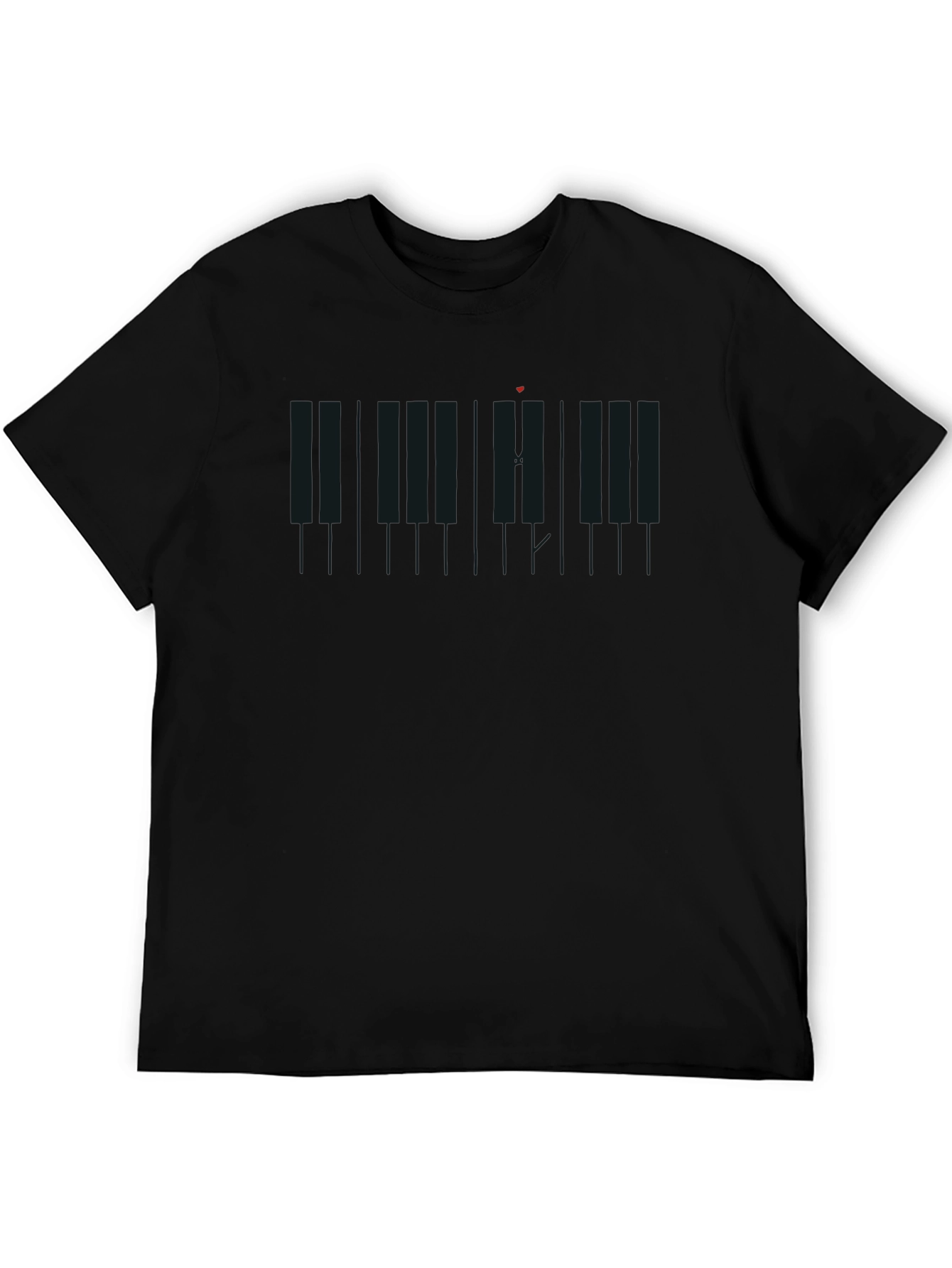 Piano Keys Heartbeat Black T-Shirt