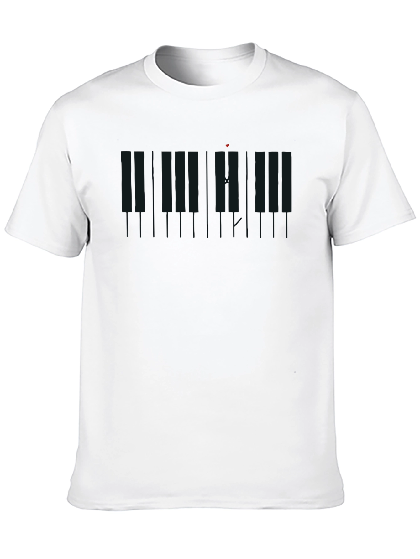 Piano Keys Heartbeat Black T-Shirt