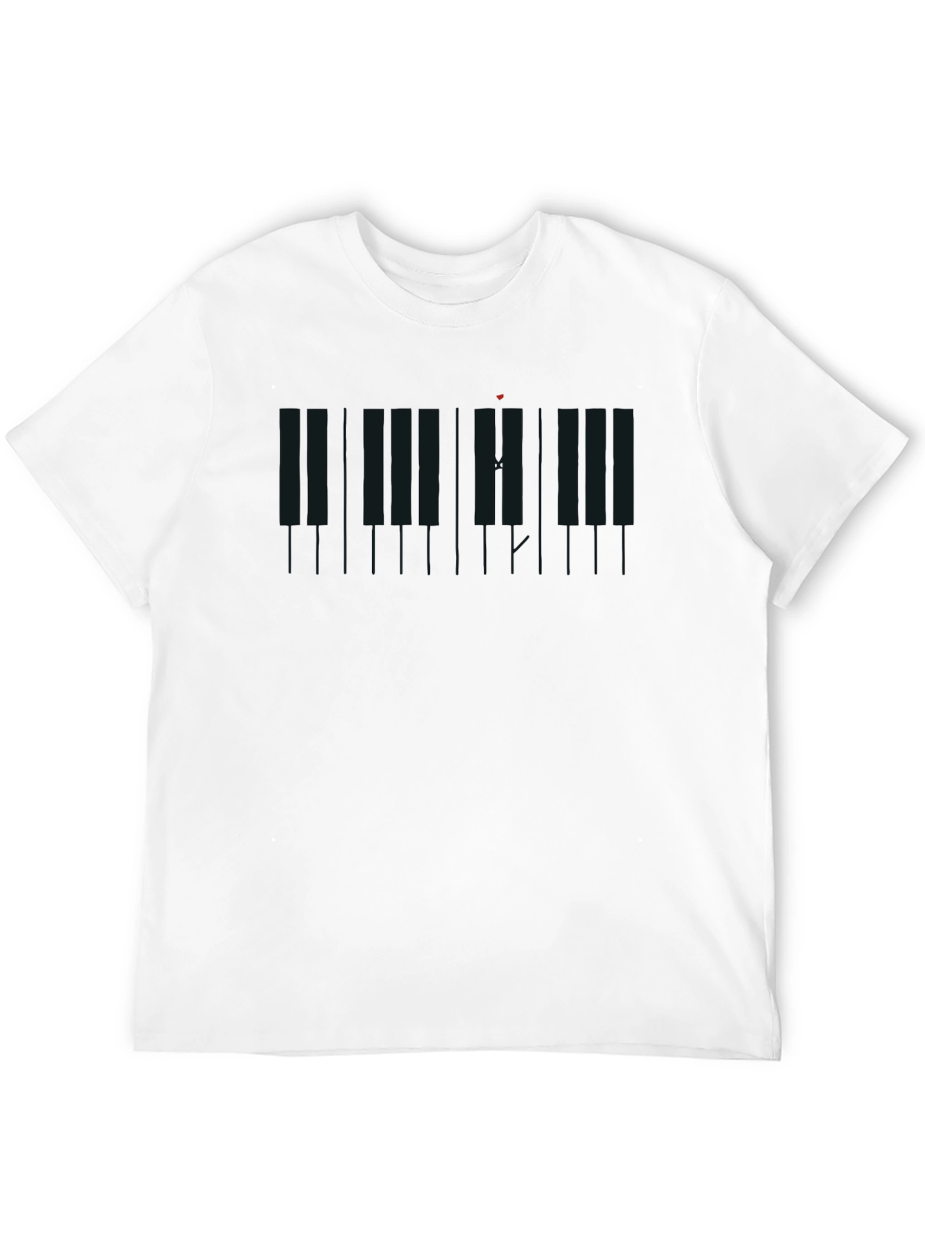Piano Keys Heartbeat Black T-Shirt