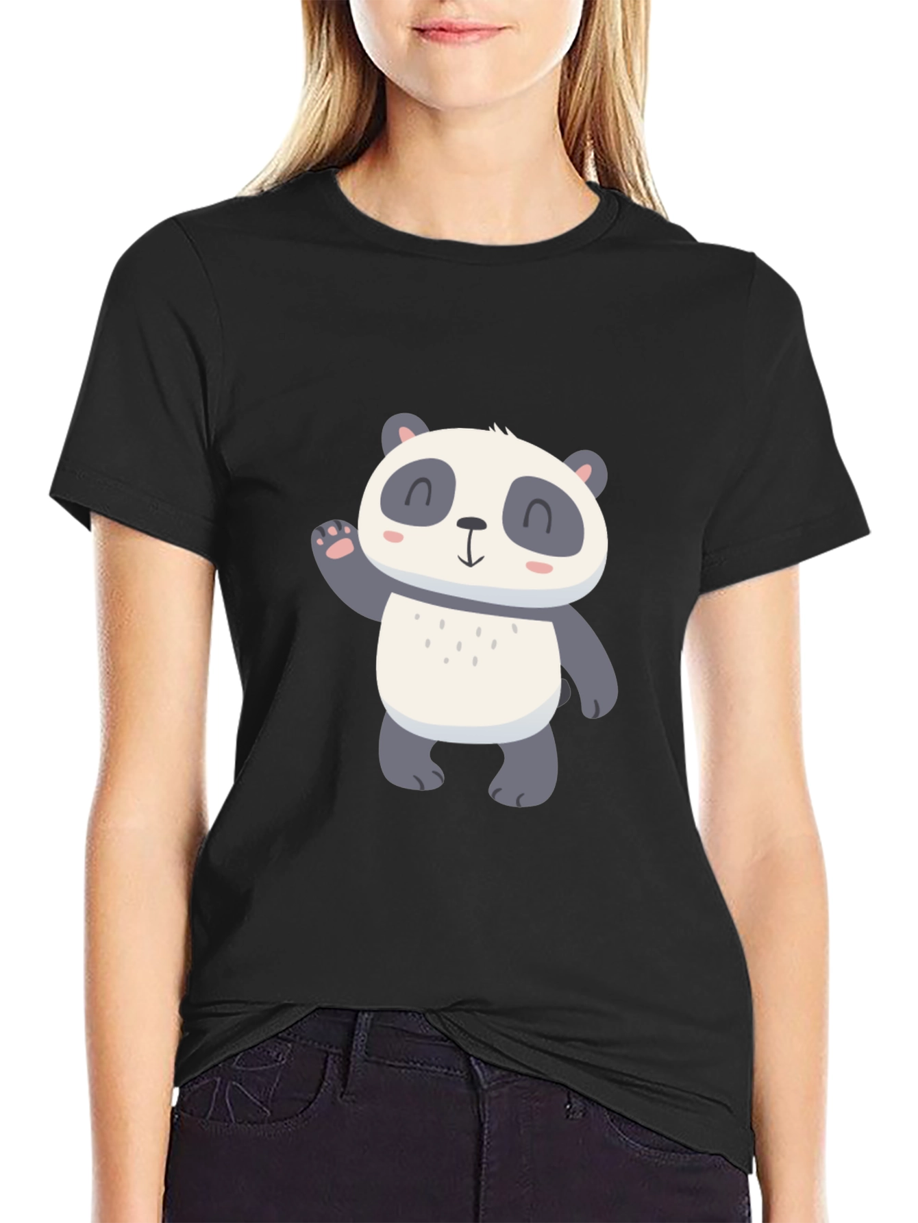 Cute Panda Graphic Tee - Mens Black T-Shirt
