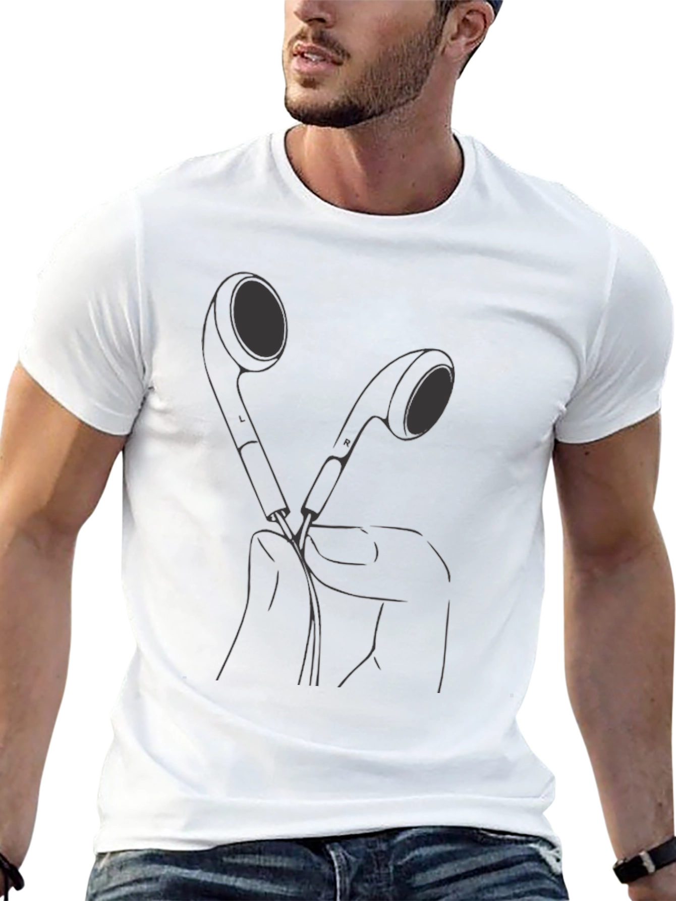 Minimalist Earbud Graphic T-Shirt