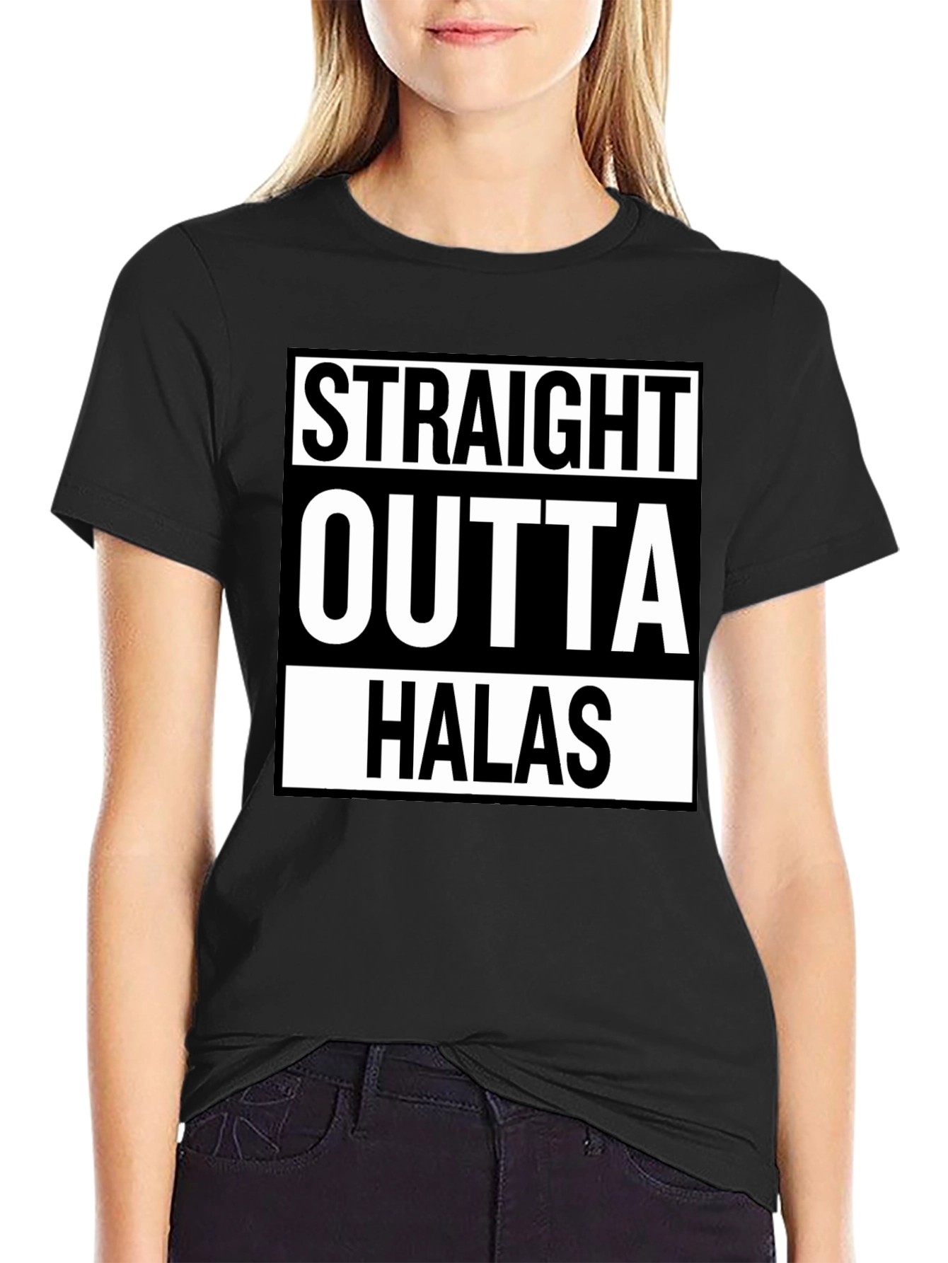 Straight Outta Halas Black T-Shirt