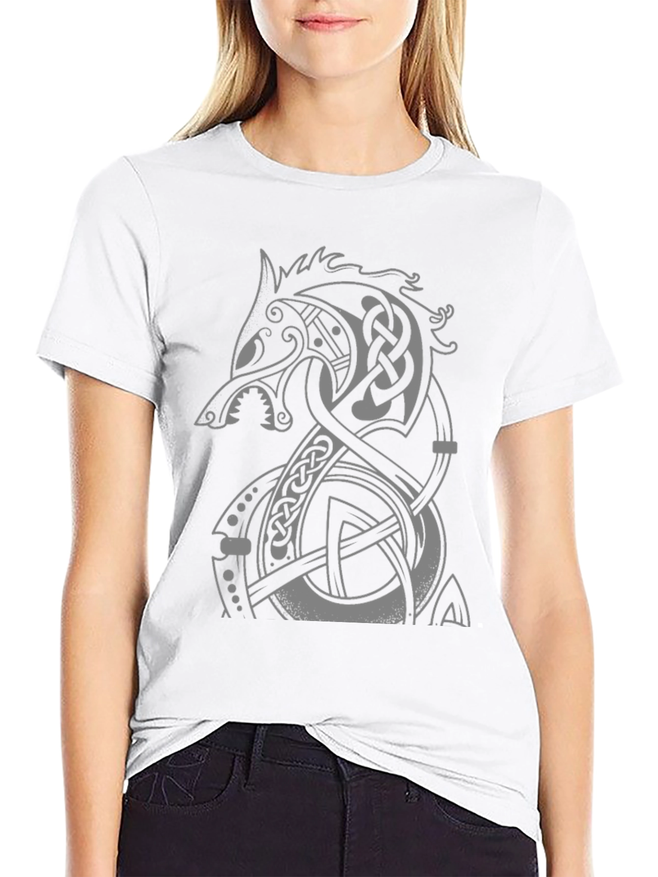 Viking Wolf T-Shirt - Celtic Knot Design