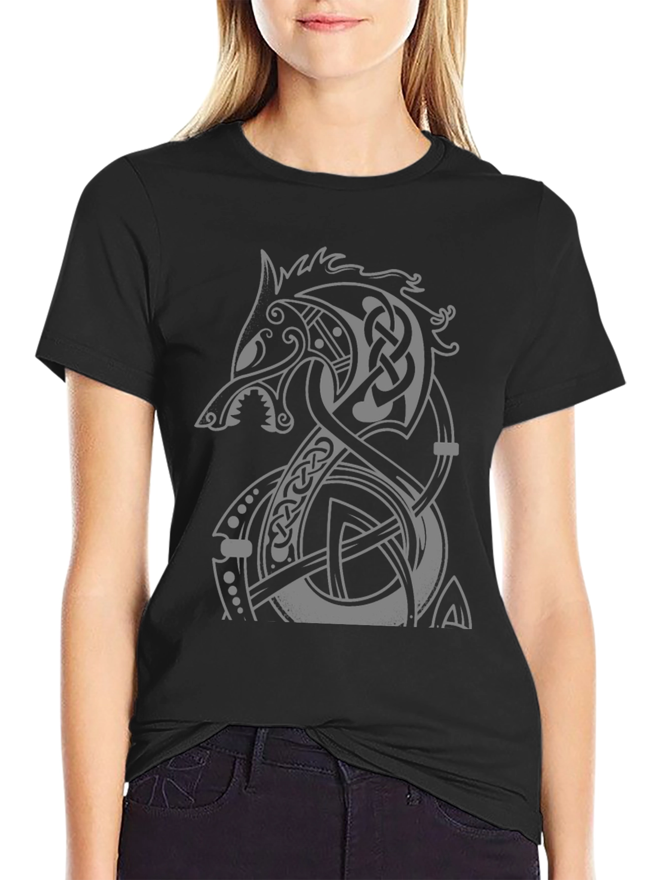 Viking Wolf T-Shirt - Celtic Knot Design