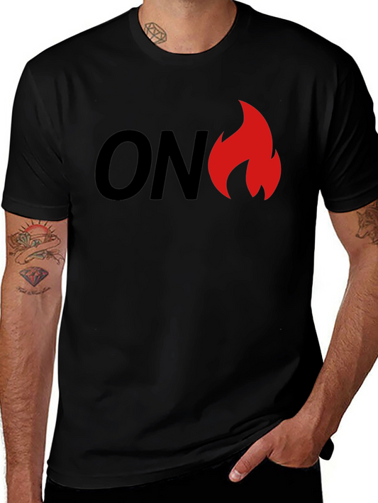 On Fire Graphic Tee - Black T-Shirt with Flame Design