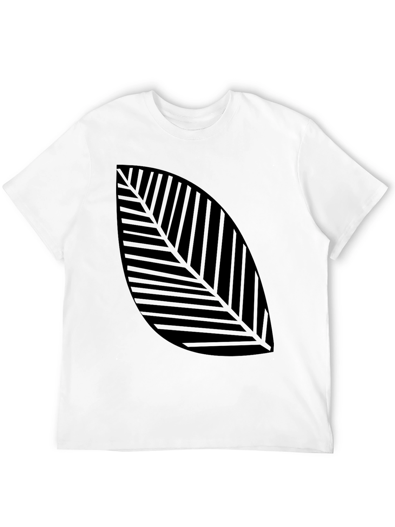 Modern Leaf Print Black T-Shirt