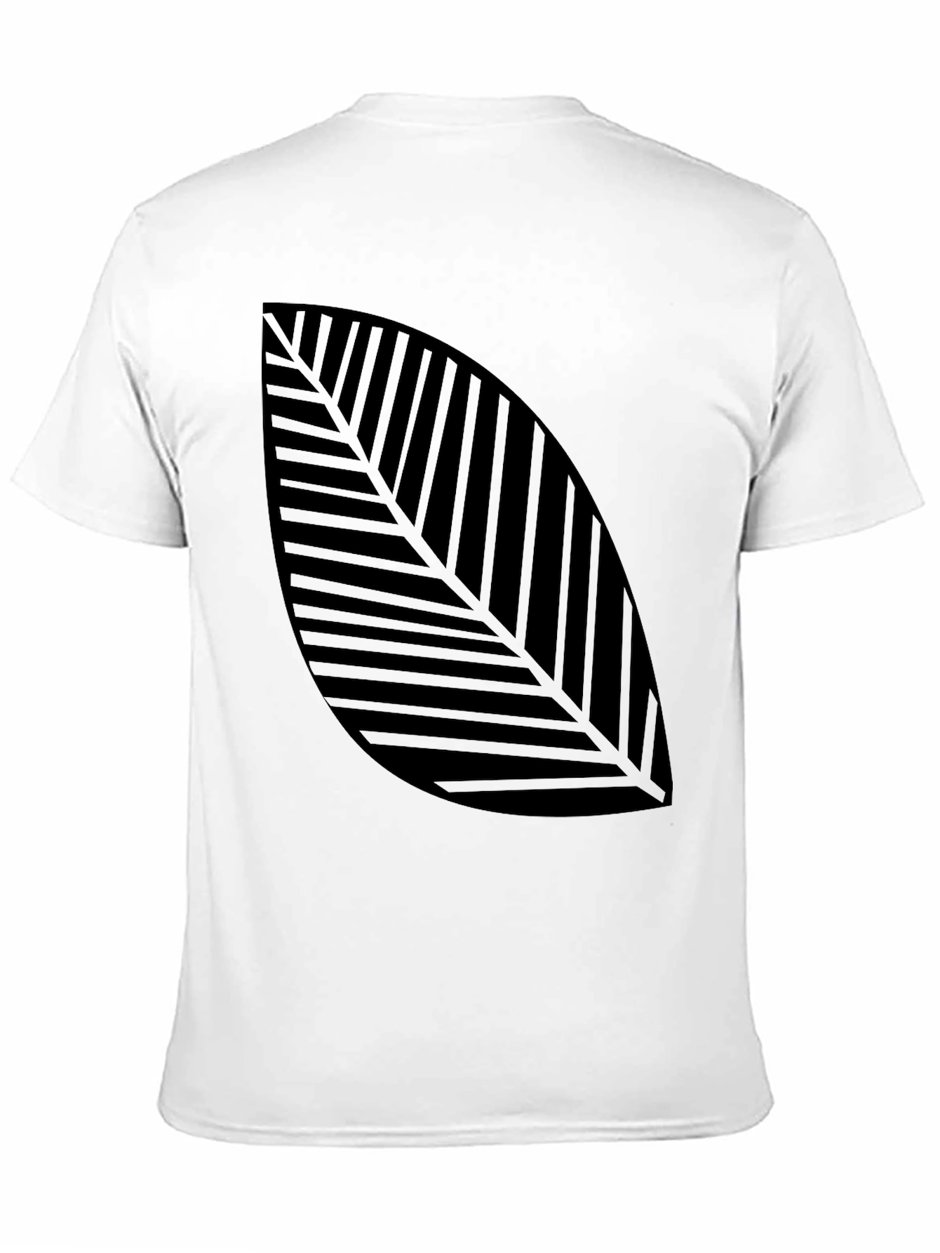 Modern Leaf Print Black T-Shirt