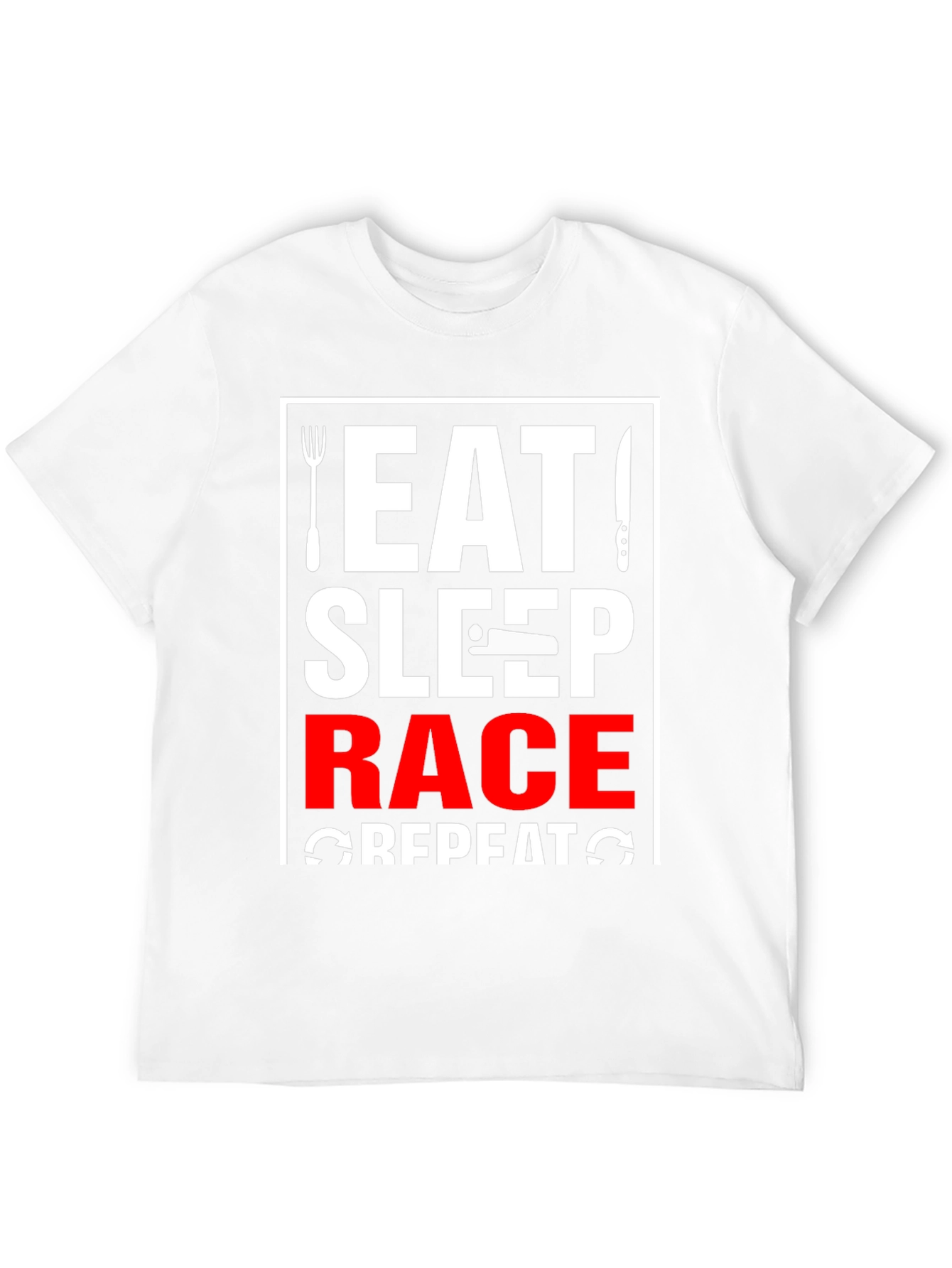 Eat Sleep Race Repeat Black Graphic T-Shirt