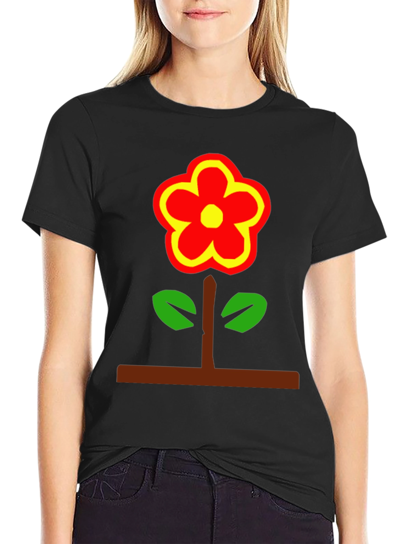 Black Flower Power T-Shirt - Bold Graphic Tee