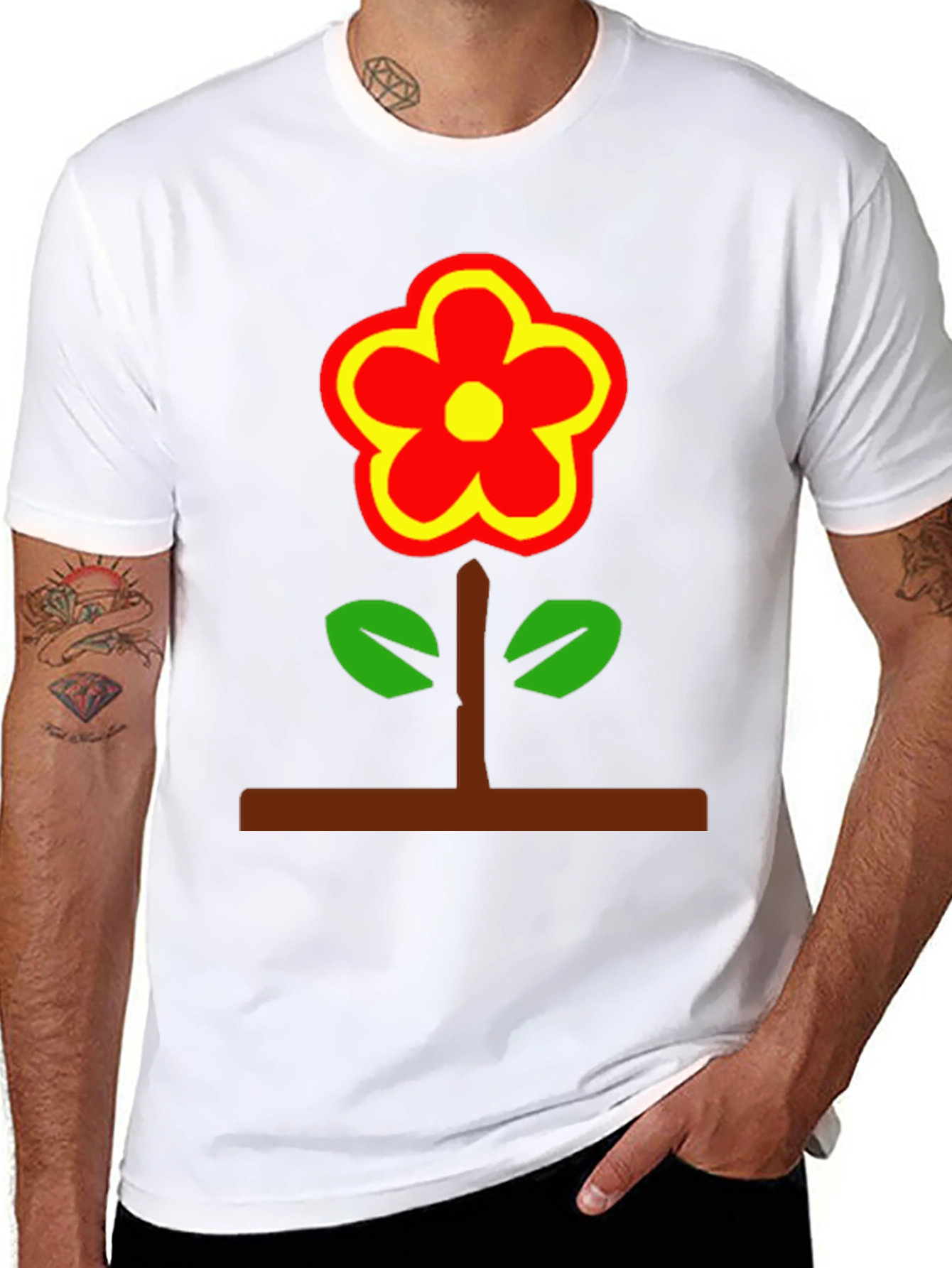 Black Flower Power T-Shirt - Bold Graphic Tee