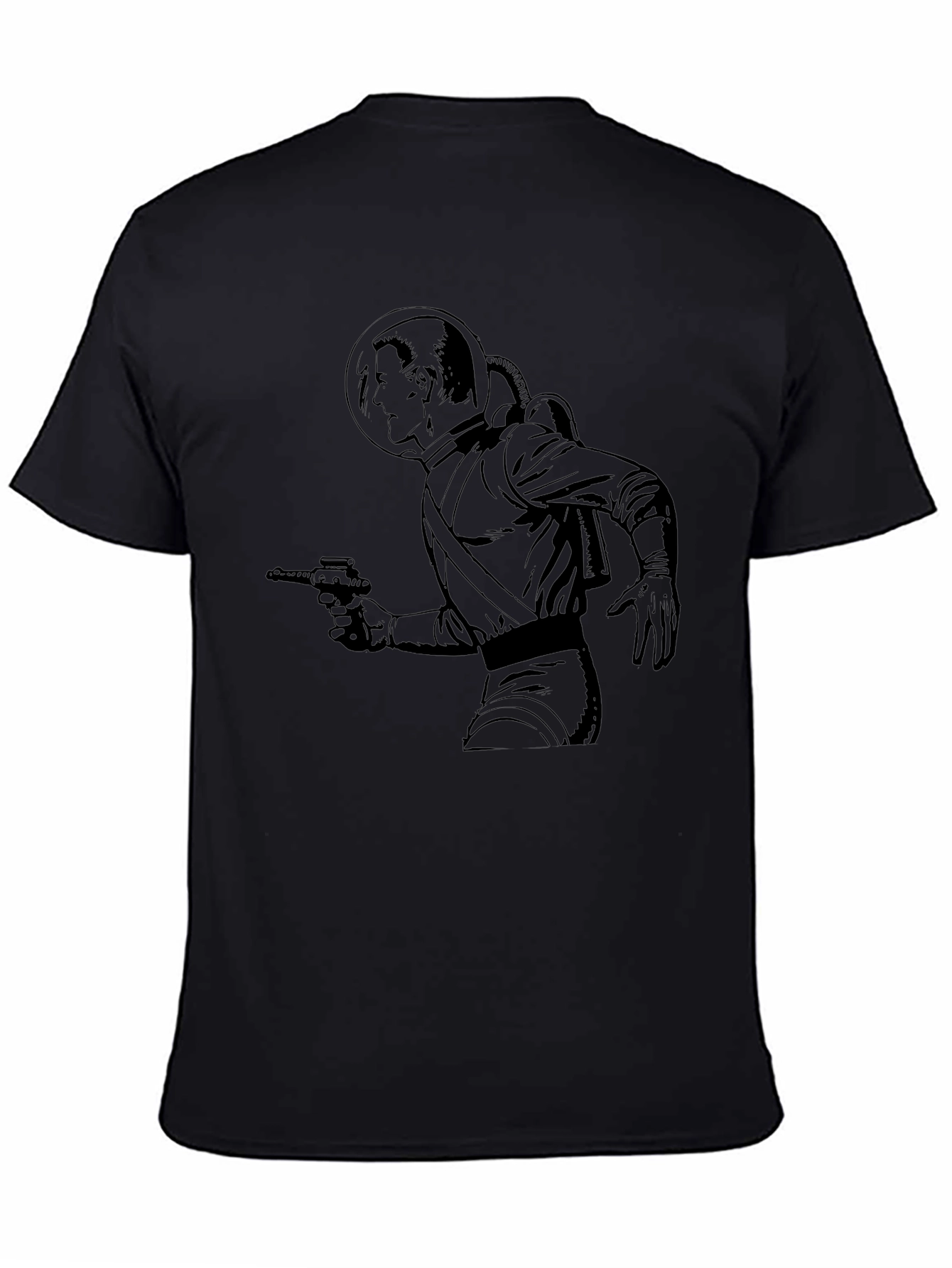 Retro Sci-Fi Astronaut Graphic T-Shirt - Black