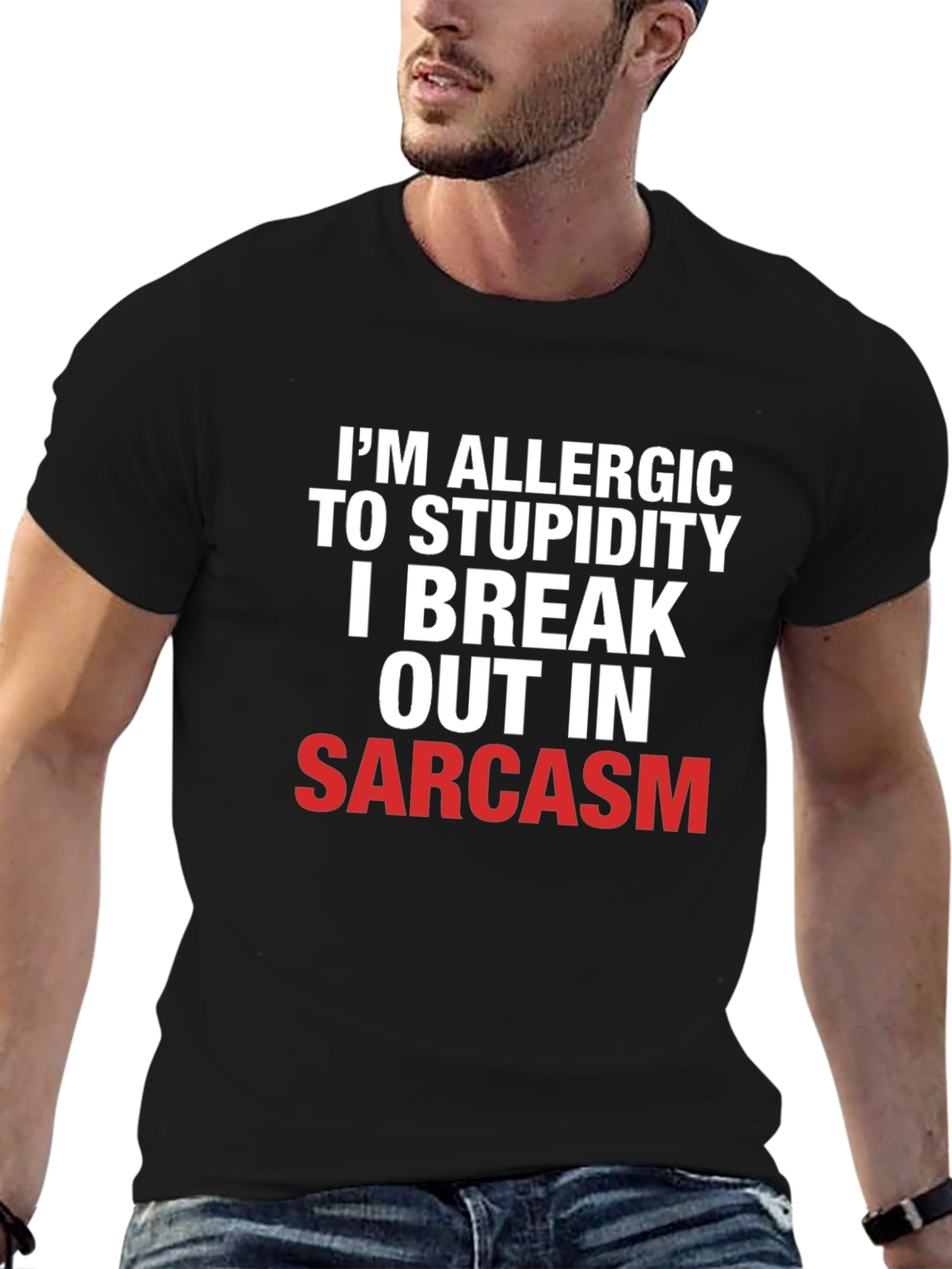 Sarcastic Statement Black Cotton T-Shirt