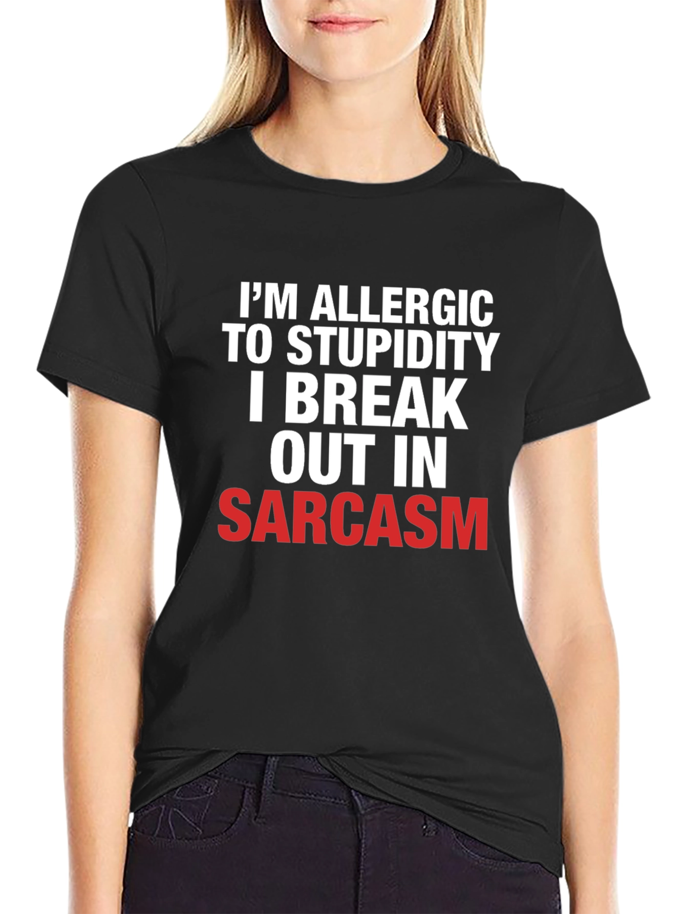 Sarcastic Statement Black Cotton T-Shirt