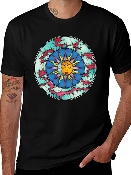 Celestial Sun & Moon Graphic Tee - Black