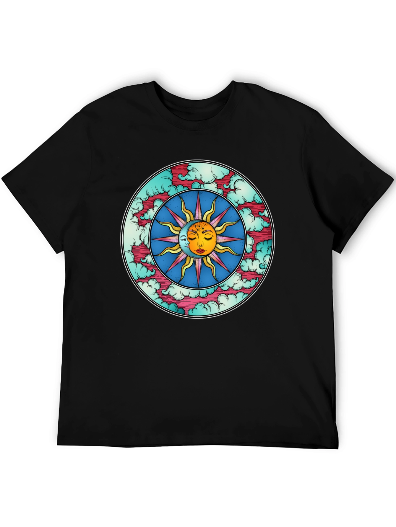 Celestial Sun & Moon Graphic Tee - Black