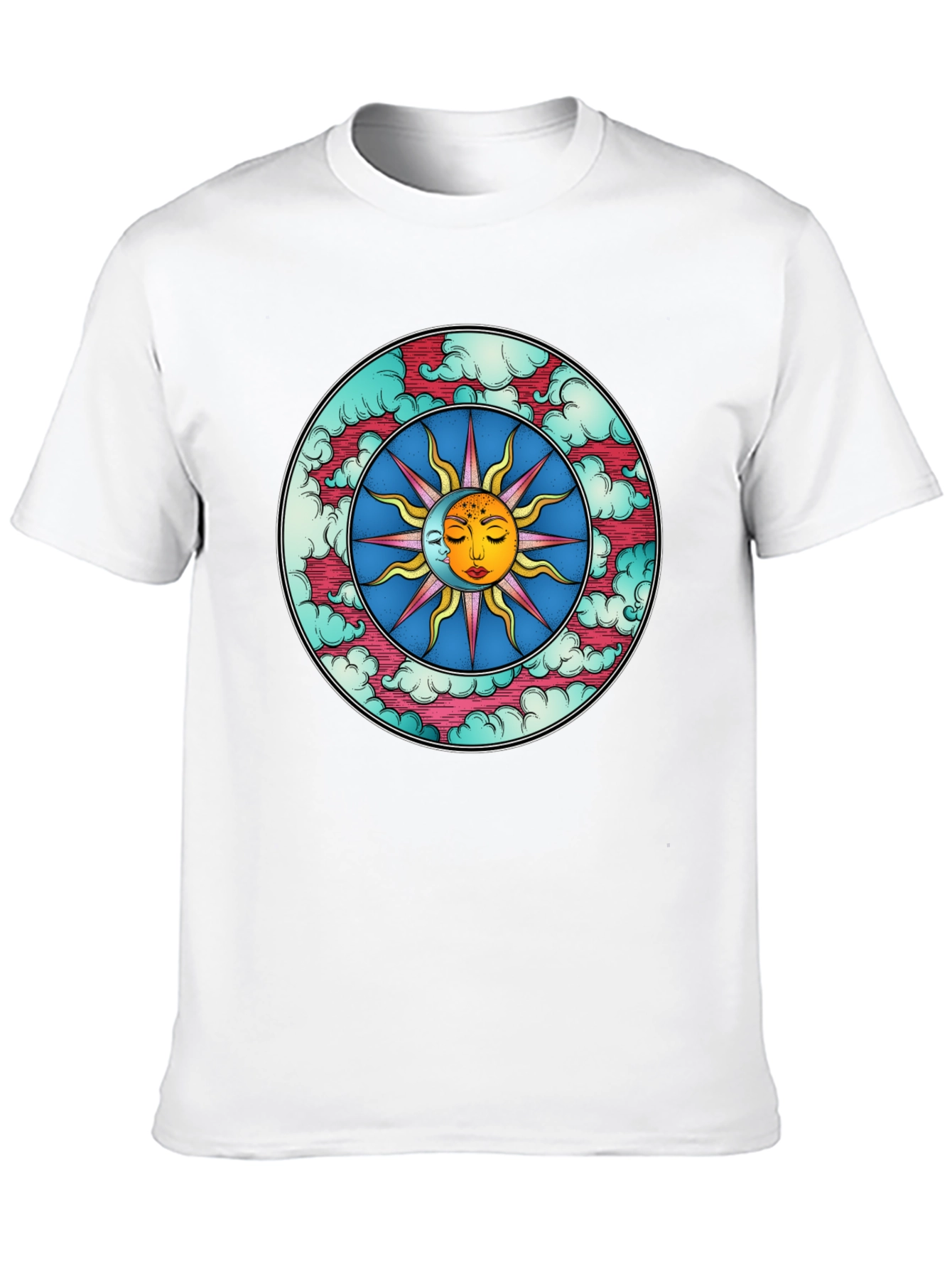 Celestial Sun & Moon Graphic Tee - Black