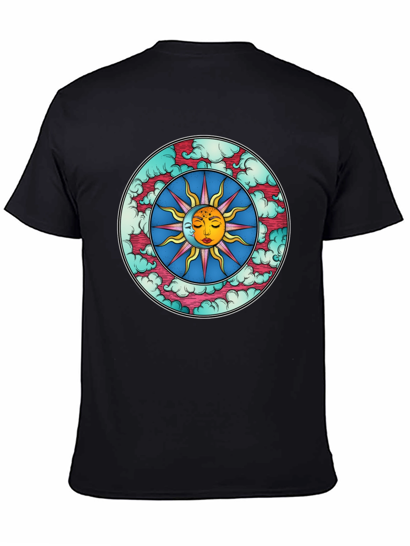 Celestial Sun & Moon Graphic Tee - Black