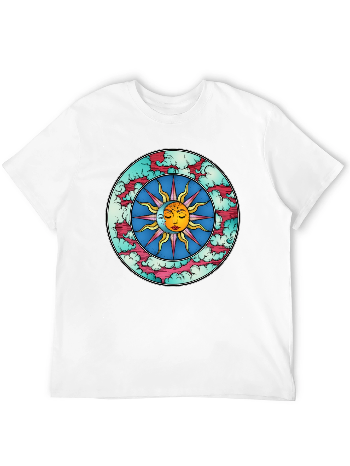 Celestial Sun & Moon Graphic Tee - Black