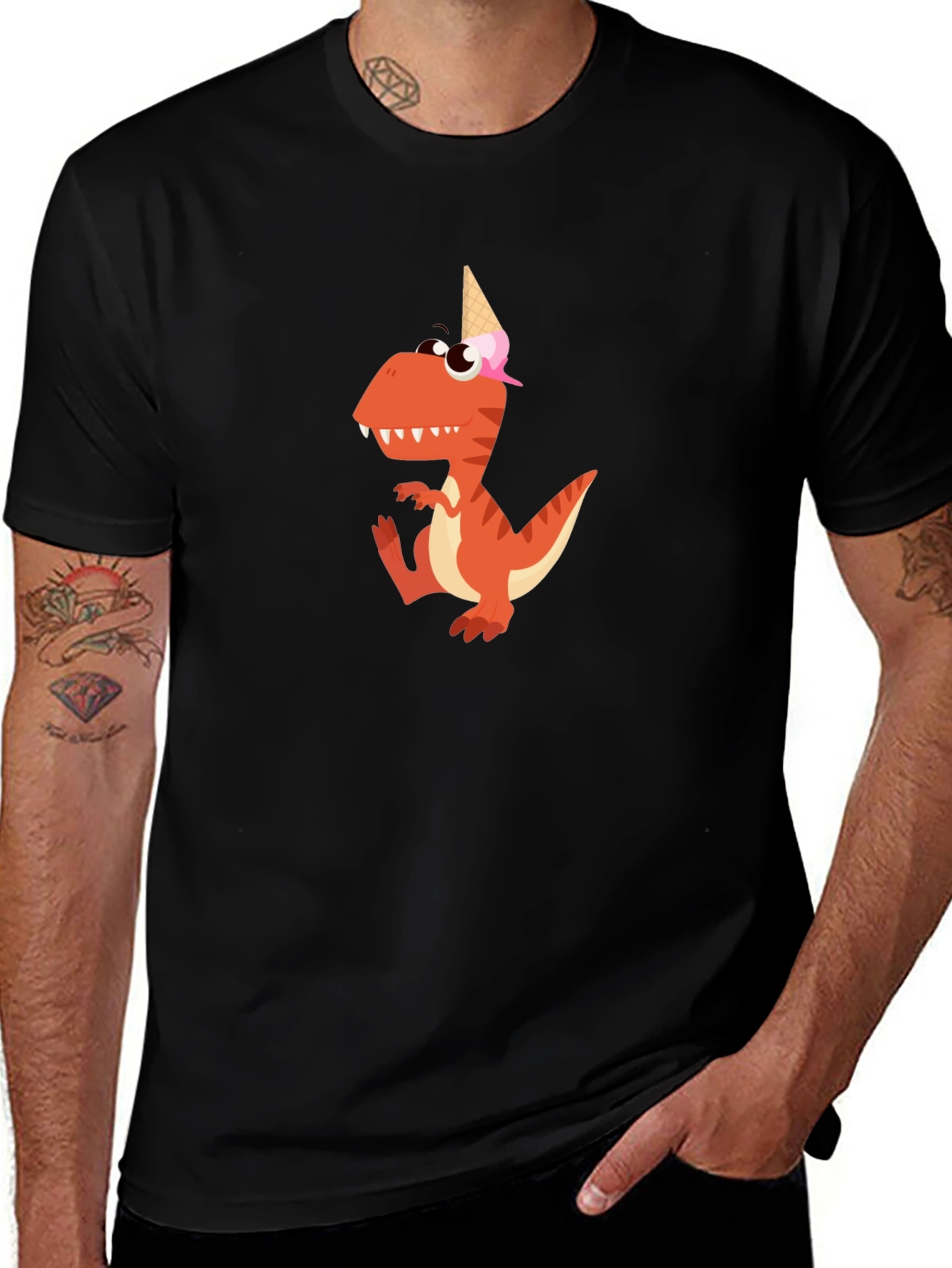 Dino Ice Cream Cone T-Shirt - Fun Graphic Tee