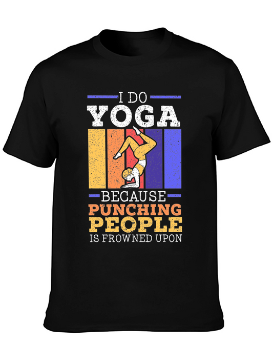 Yoga Funny Graphic Tee - Punching People is Frowned Upon