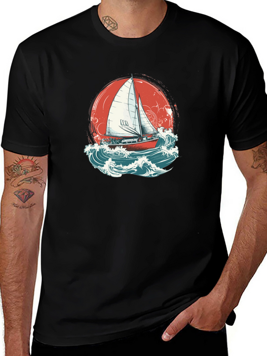 Sailboat Graphic Tee - Black
