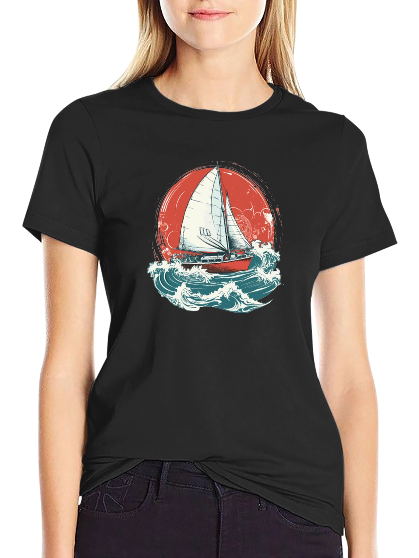 Sailboat Graphic Tee - Black