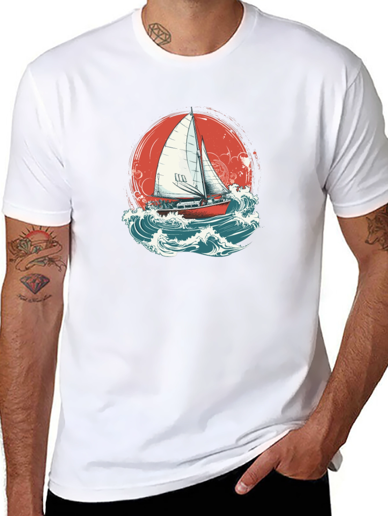 Sailboat Graphic Tee - Black