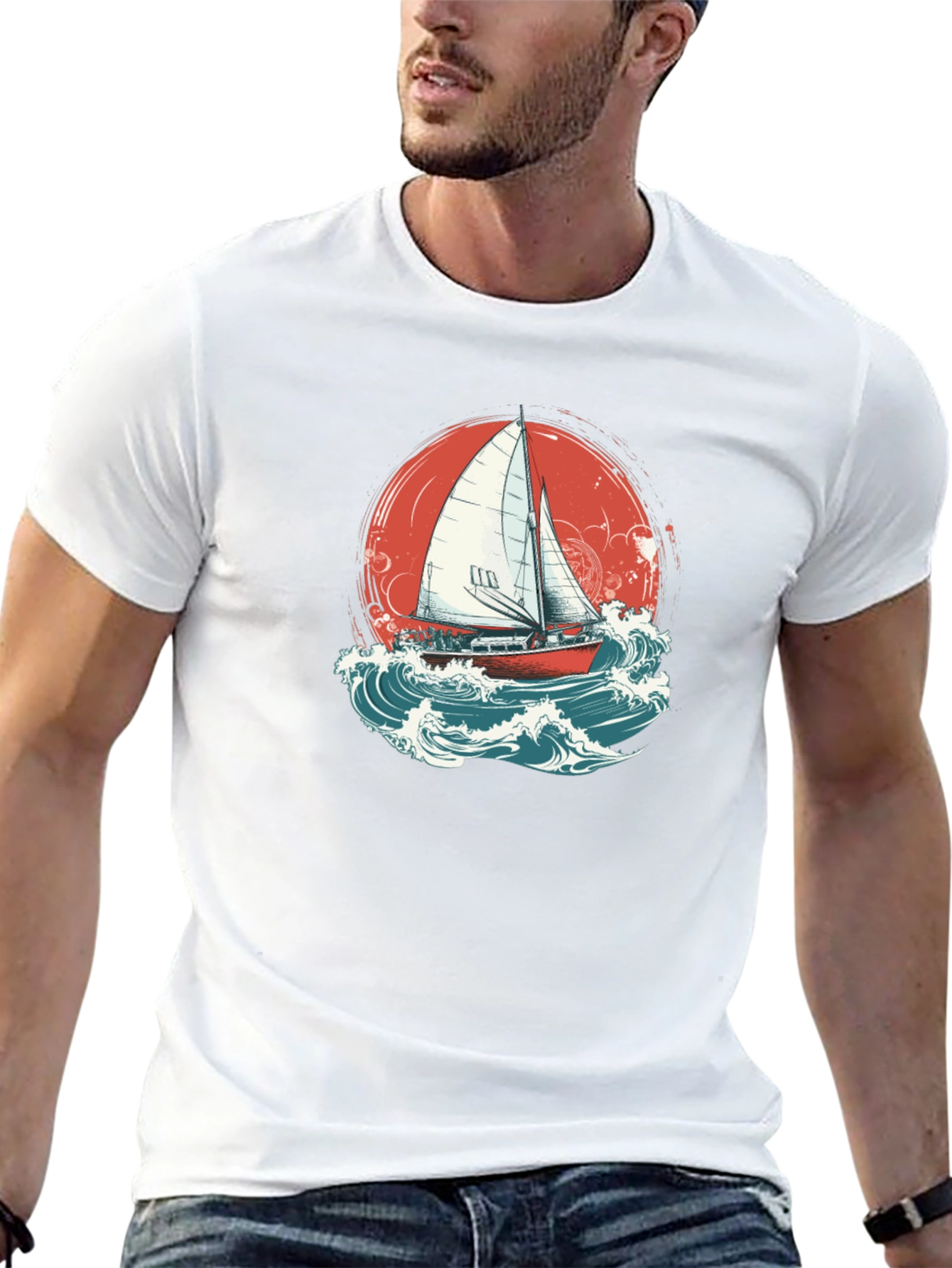 Sailboat Graphic Tee - Black