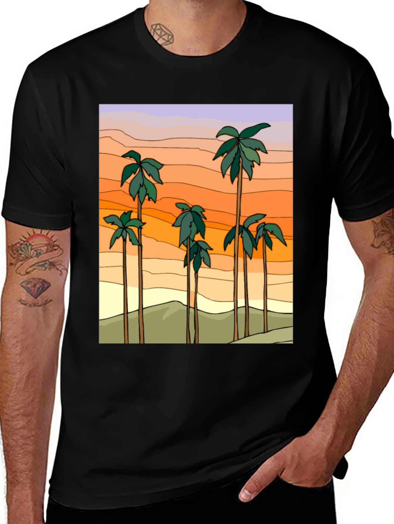 Sunset Palm Tree Graphic Tee