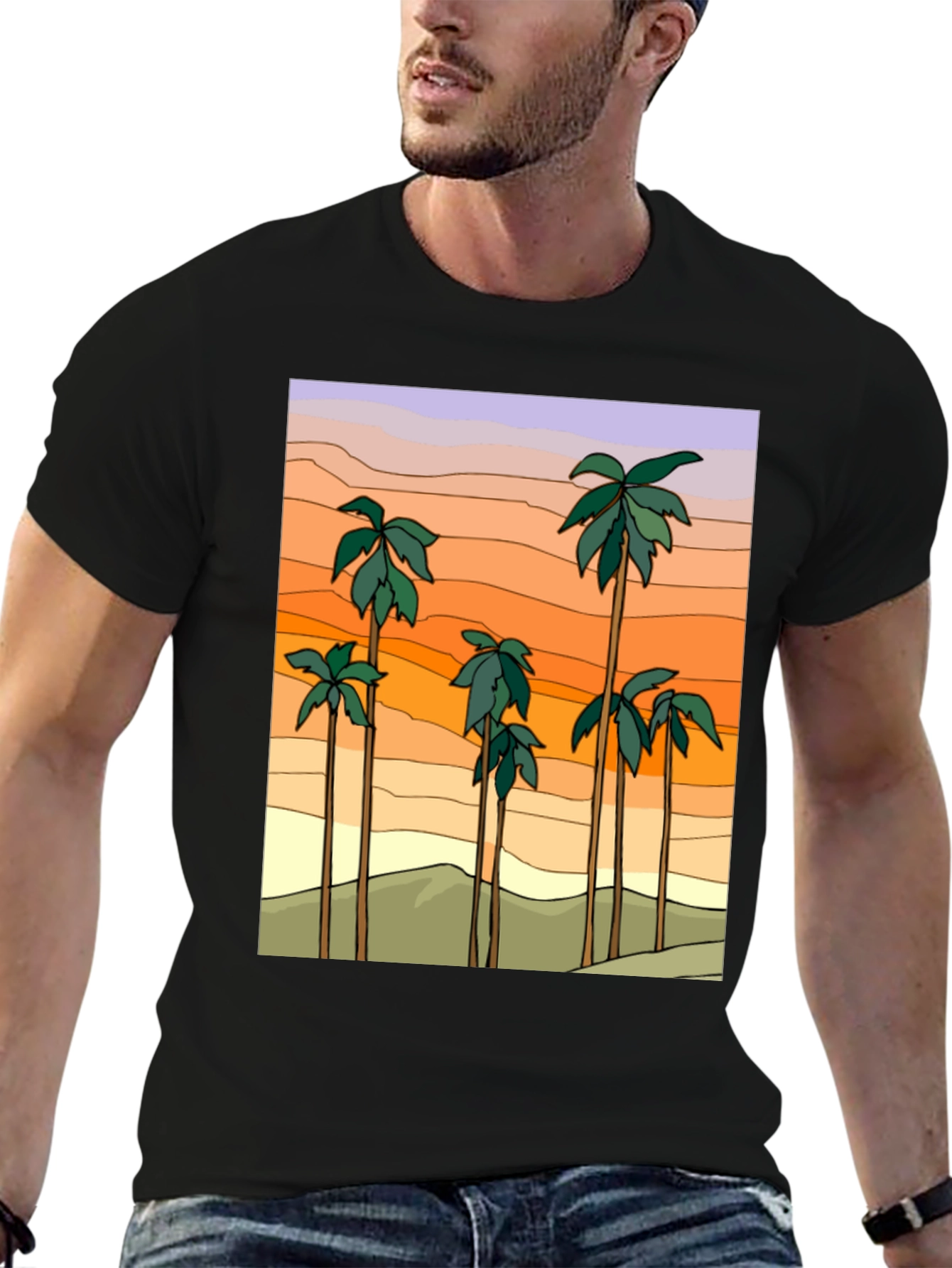 Sunset Palm Tree Graphic Tee