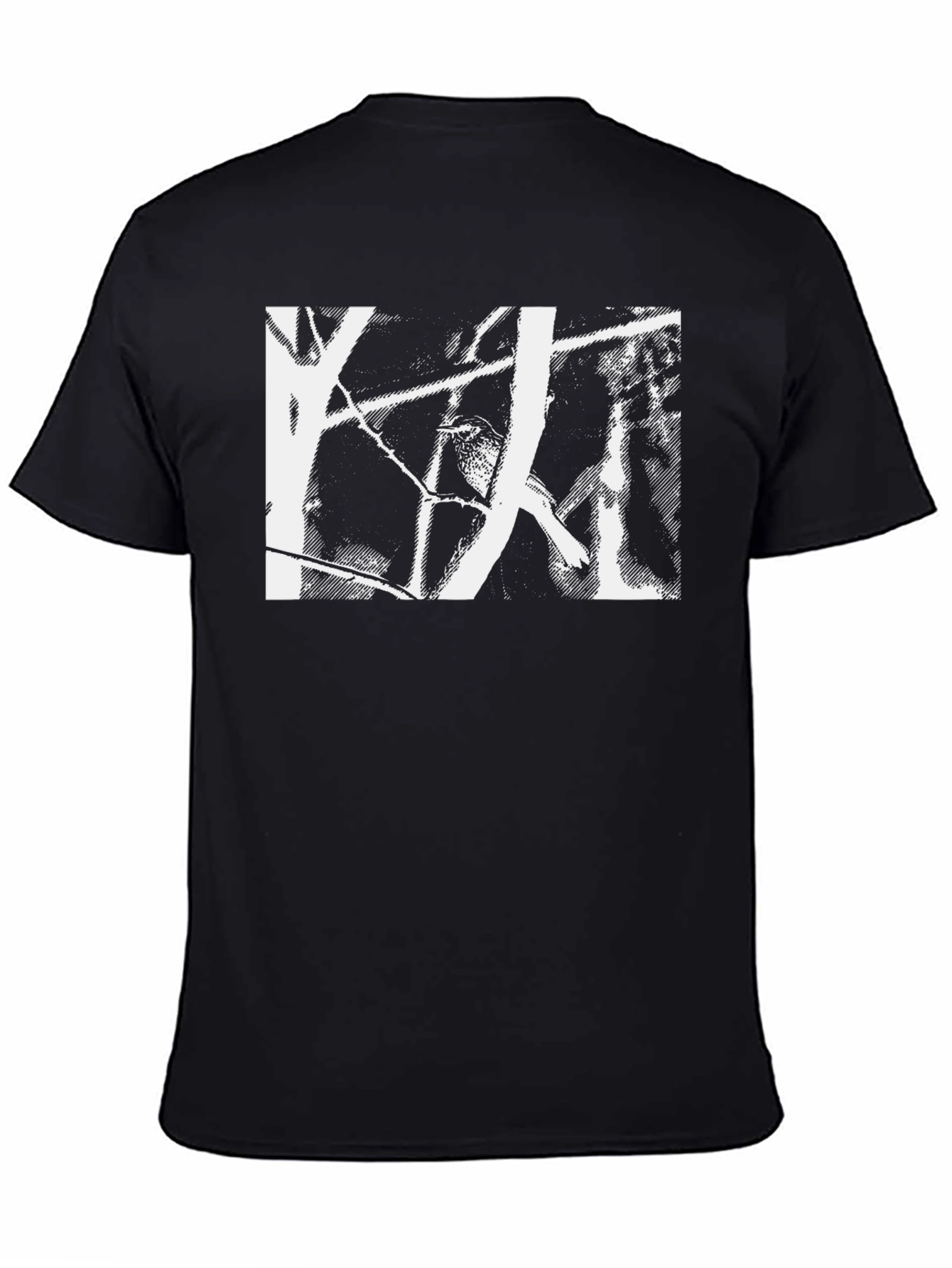 Abstract Bird Print Black T-Shirt