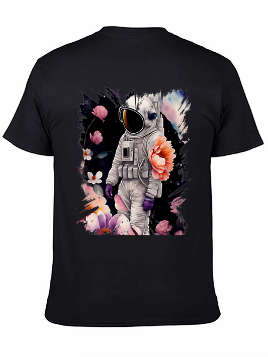 Astronaut Floral T-Shirt - Space & Nature Fusion