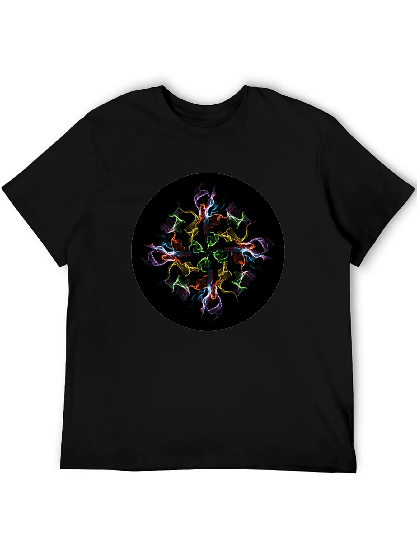 Abstract Mandala Graphic Print Black T-Shirt