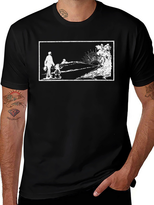 Black T-Shirt with Salvador Dali Galatea of the Spheres Print