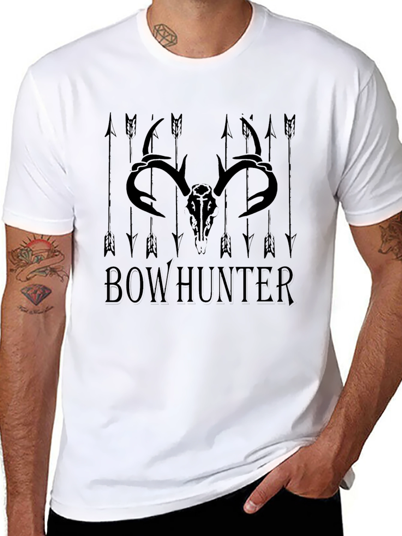Bowhunter Graphic Tee - Skull & Arrows Design