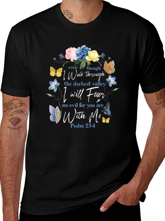 Floral Psalm 23:4 Christian T-Shirt