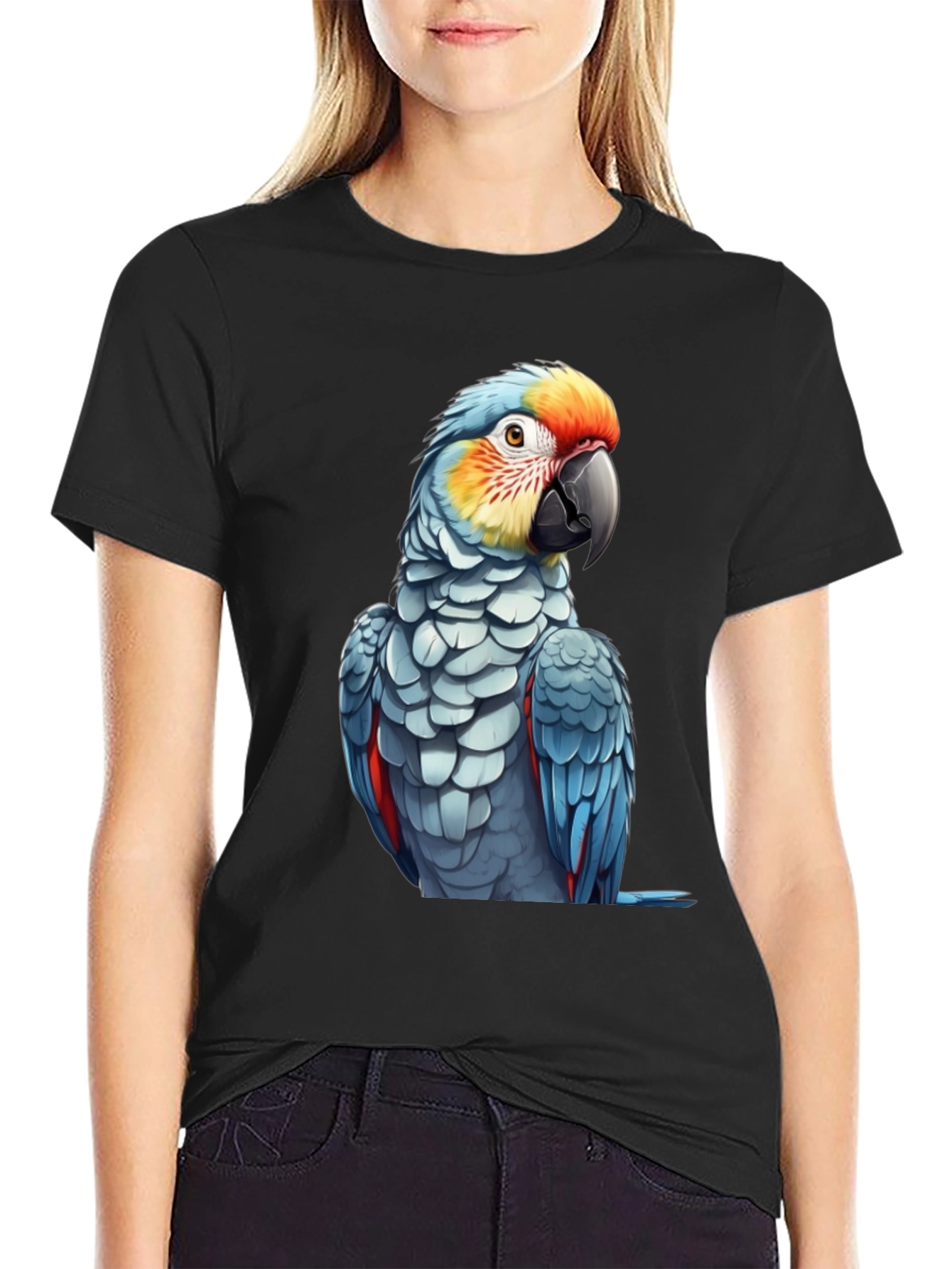Parrot Graphic Print Black T-Shirt
