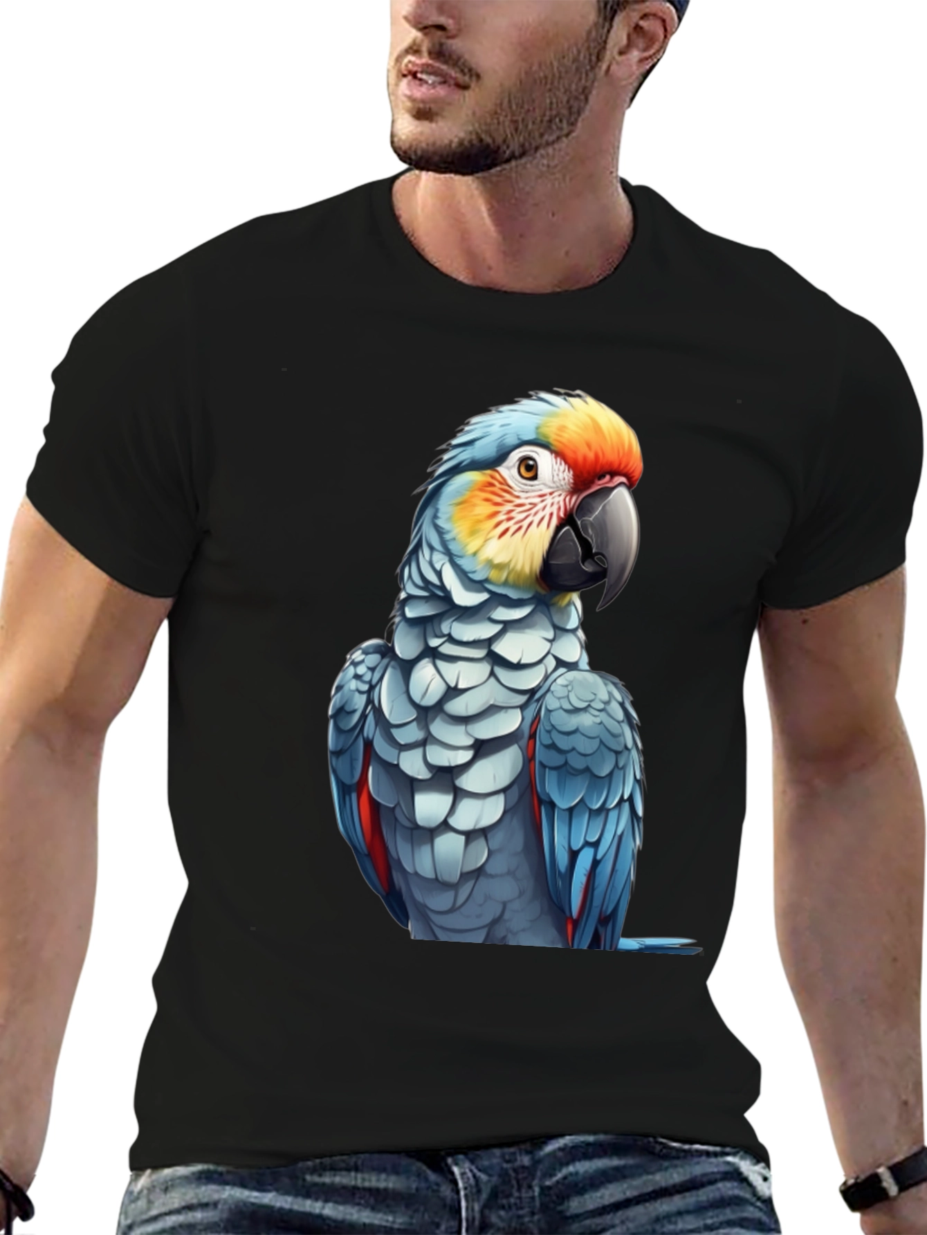 Parrot Graphic Print Black T-Shirt