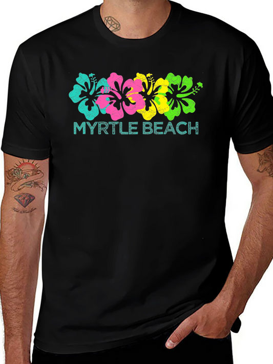 Myrtle Beach Floral Graphic Tee - Black