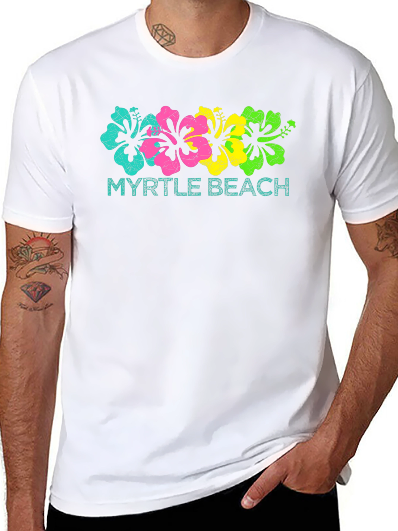 Myrtle Beach Floral Graphic Tee - Black