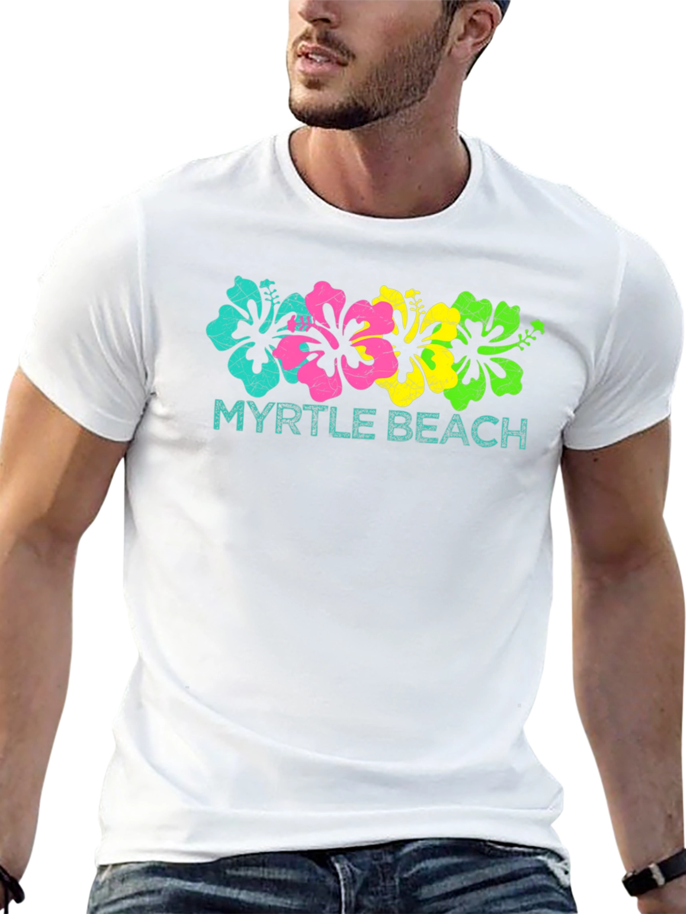 Myrtle Beach Floral Graphic Tee - Black